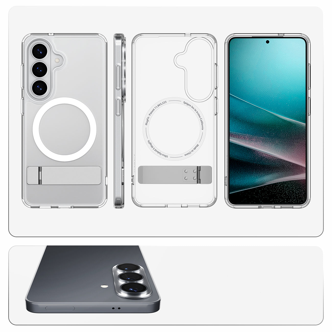 Spigen Ultra Hybrid S Mag MagSafe Dėklas, skirtas Samsung Galaxy S26+ – skaidrus ir baltas