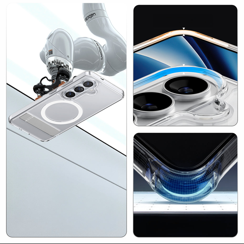 Spigen Ultra Hybrid S Mag MagSafe Dėklas, skirtas Samsung Galaxy S26+ – skaidrus ir baltas