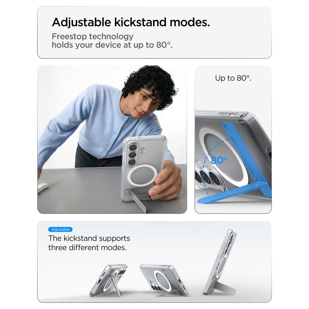 Spigen Ultra Hybrid S Mag MagSafe Dėklas, skirtas Samsung Galaxy S26+ – skaidrus ir baltas