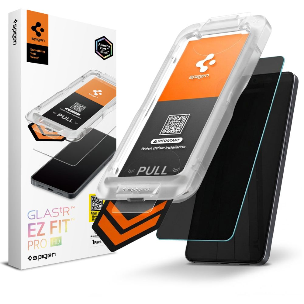 „Spigen Glas.Tr Ez Fit Pro HD Privacy Glass“, skirtas Samsung Galaxy S26+