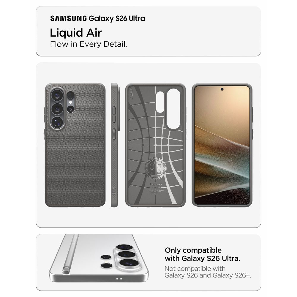 Spigen skystas oro dėklas, skirtas Samsung Galaxy S26 Ultra - pilkas