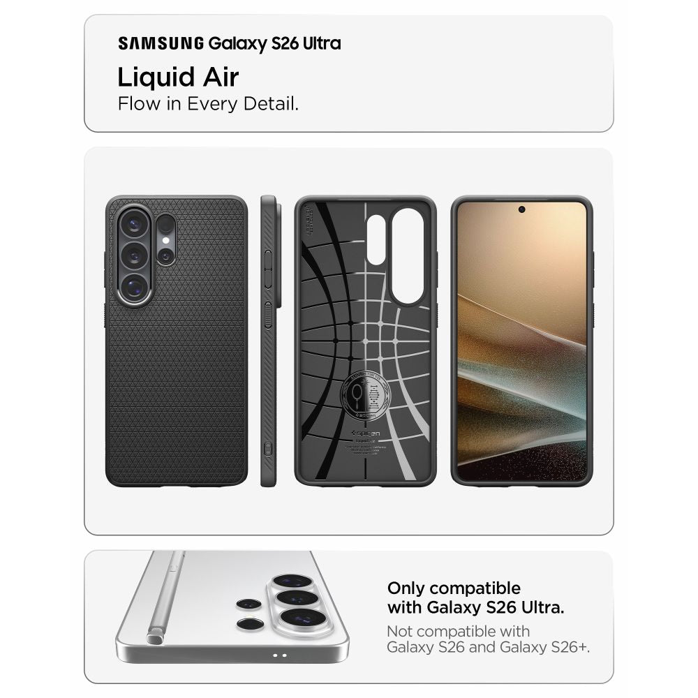 Spigen skystas oro dėklas, skirtas Samsung Galaxy S26 Ultra - juodas