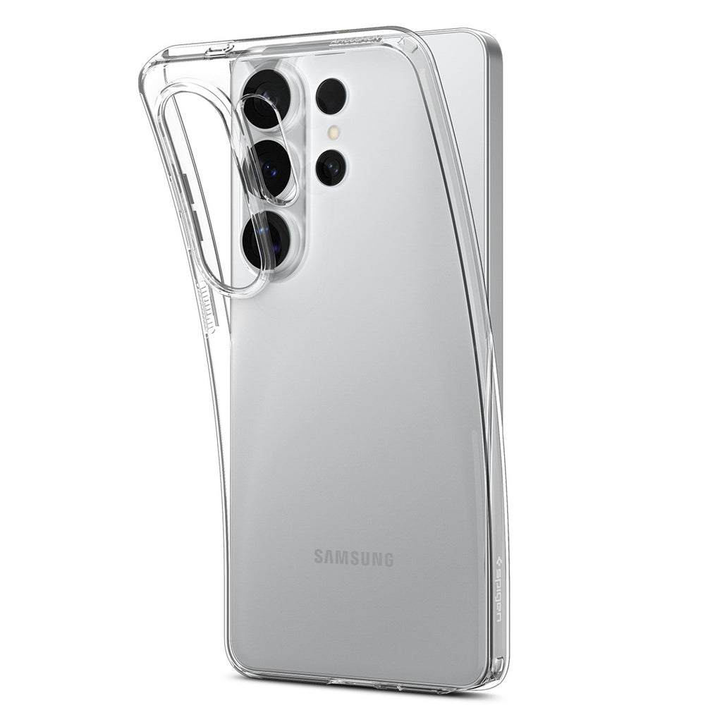 „Spigen“ skystųjų kristalų dėklas, skirtas Samsung Galaxy S26 Ultra – skaidrus