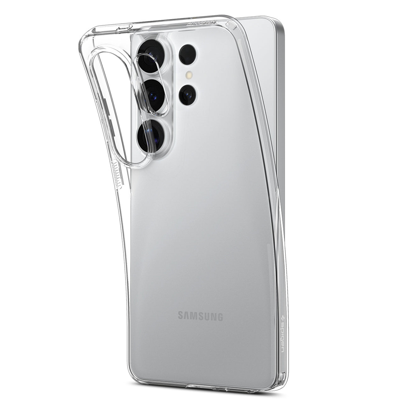 „Spigen“ skystųjų kristalų dėklas, skirtas Samsung Galaxy S26 Ultra – skaidrus