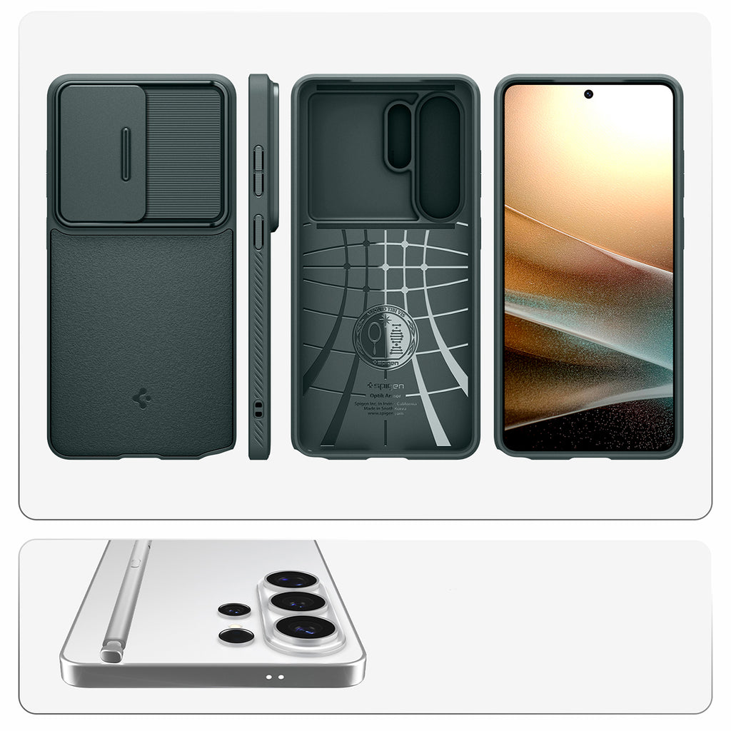 Spigen Optik Armor Dėklas, skirtas Samsung Galaxy S26 Ultra - žalias