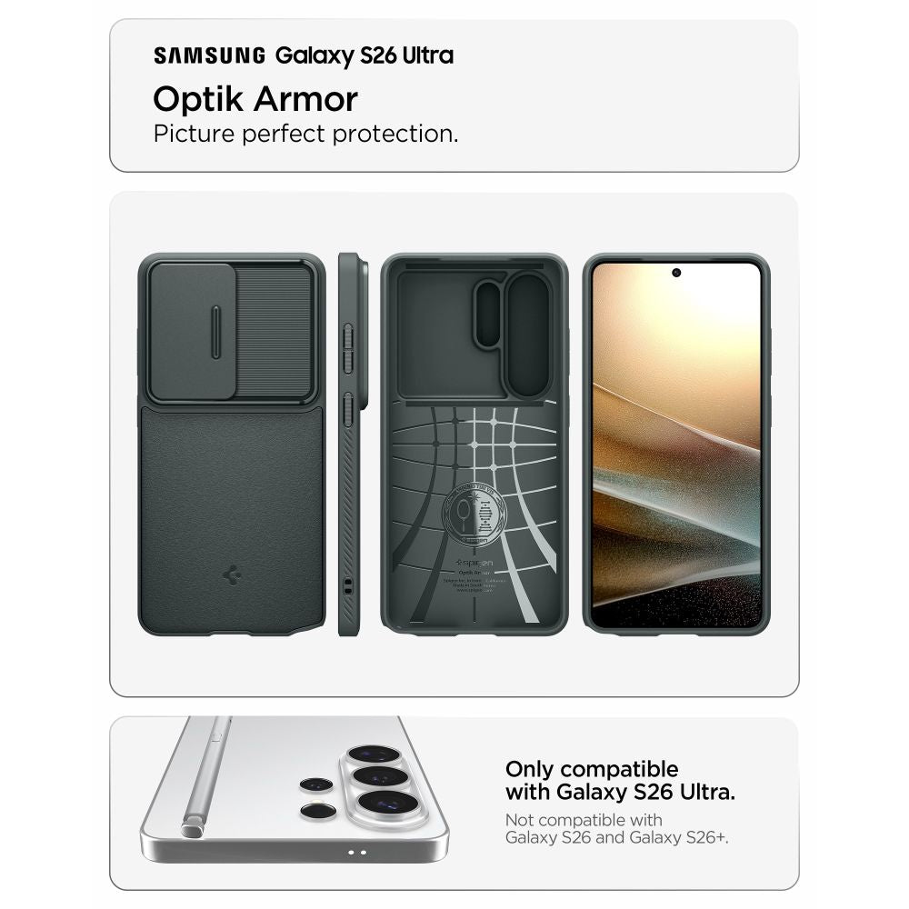 Spigen Optik Armor Dėklas, skirtas Samsung Galaxy S26 Ultra - žalias