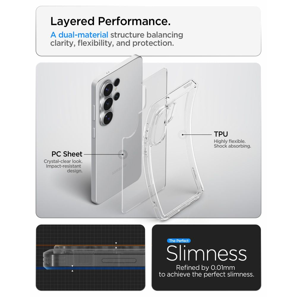 Spigen Ultra hibridinis dėklas, skirtas Samsung Galaxy S26 Ultra – skaidrus