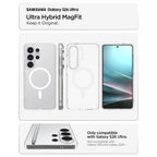 Spigen Ultra Hybrid Mag MagSafe Dėklas, skirtas Samsung Galaxy S26 Ultra - skaidrus ir baltas