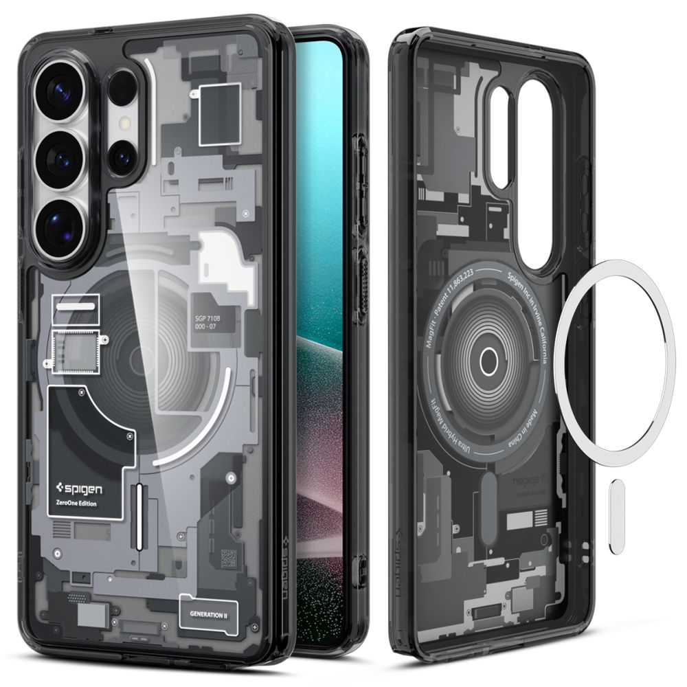 Spigen Ultra Hybrid Mag MagSafe Dėklas, skirtas Samsung Galaxy S26 Ultra Zero One - Clear juodas