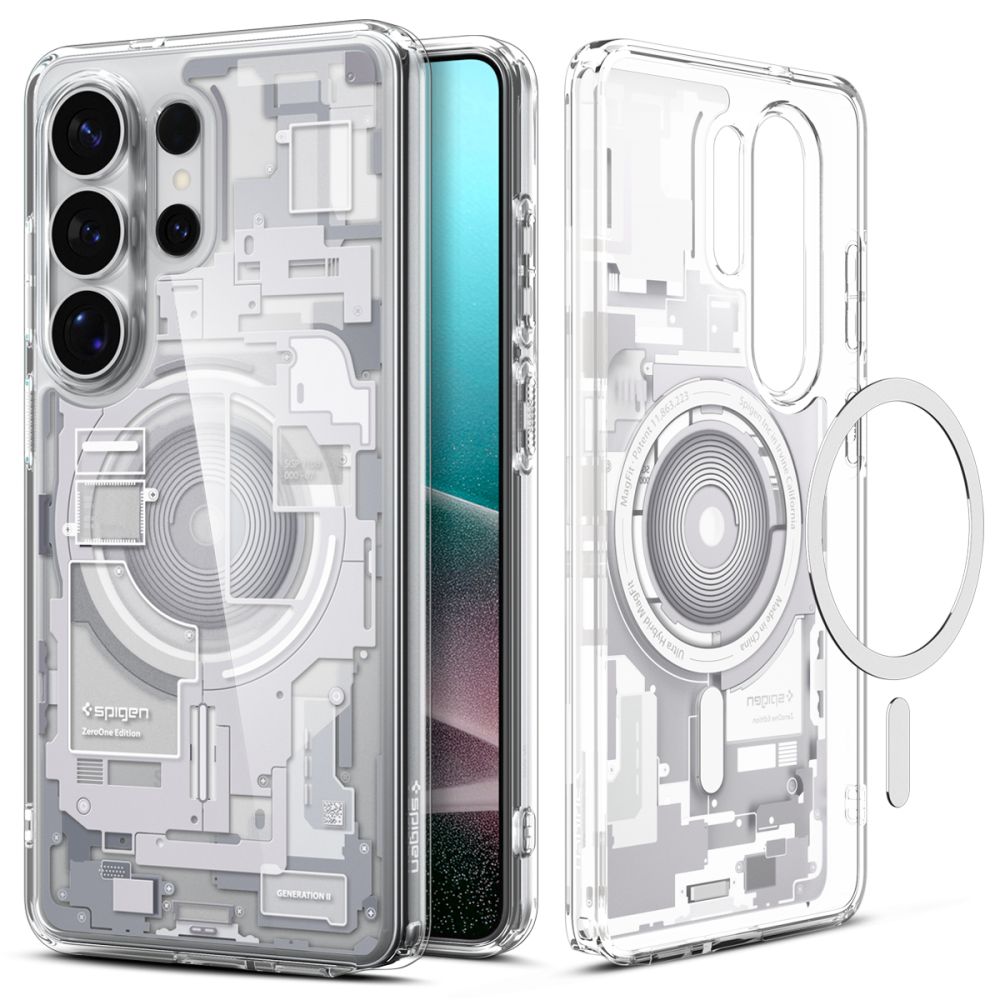 Spigen Ultra Hybrid Mag MagSafe Dėklas, skirtas Samsung Galaxy S26 Ultra Zero One - Clear ir White
