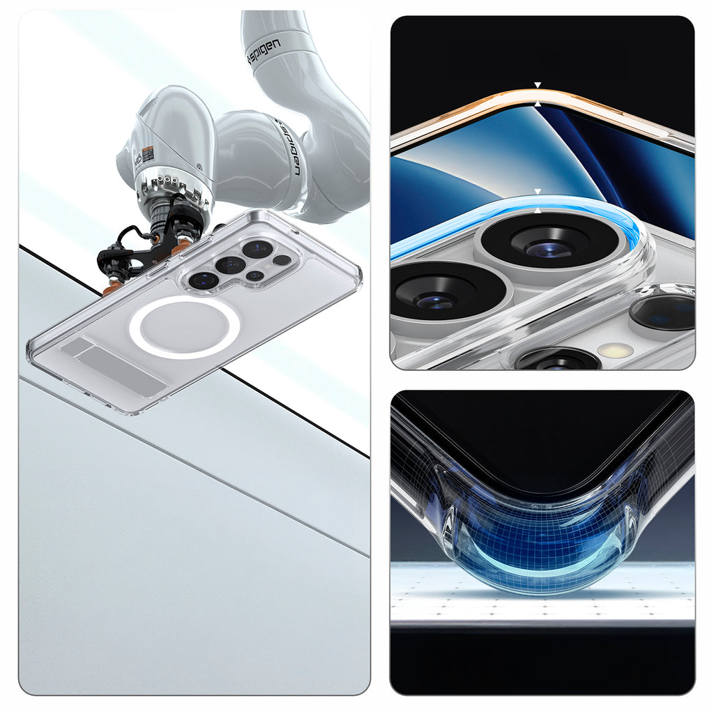 Spigen Ultra Hybrid S Mag MagSafe Dėklas, skirtas Samsung Galaxy S26 Ultra - Clear and White