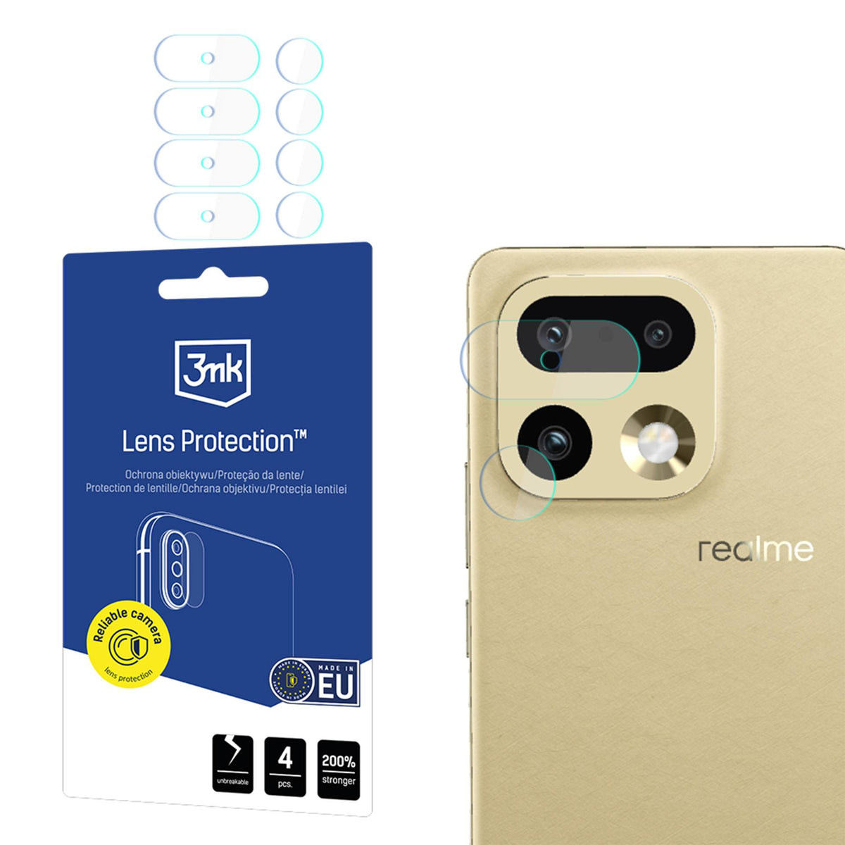 3mk Objektyvo apsauginis hibridinis stiklas, skirtas fotoaparato objektyvui „Realme“ 16 Pro 5G -- Cell phone tempered glass