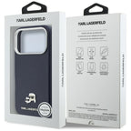 Karl Lagerfeld Karl & Choupette Head Pins Saffiano MagSafe dėklas iPhone 17 Pro - mėlynas -- iPhone 17 Pro