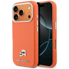 Karl Lagerfeld Karl & Choupette Head Pins Saffiano MagSafe dėklas iPhone 17 Pro - oranžinis -- iPhone 17 Pro