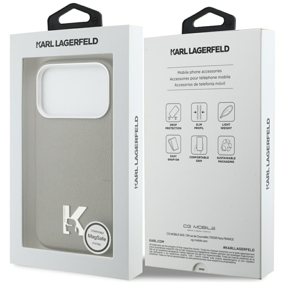 Karl Lagerfeld Karl Head Logo MagSafe Dėklas, skirtas iPhone 17 Pro - Gray