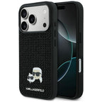 Karl Lagerfeld kalnų krištolas Karl&amp;Choupette Pin Dėklas, skirtas iPhone 17 Pro - Black