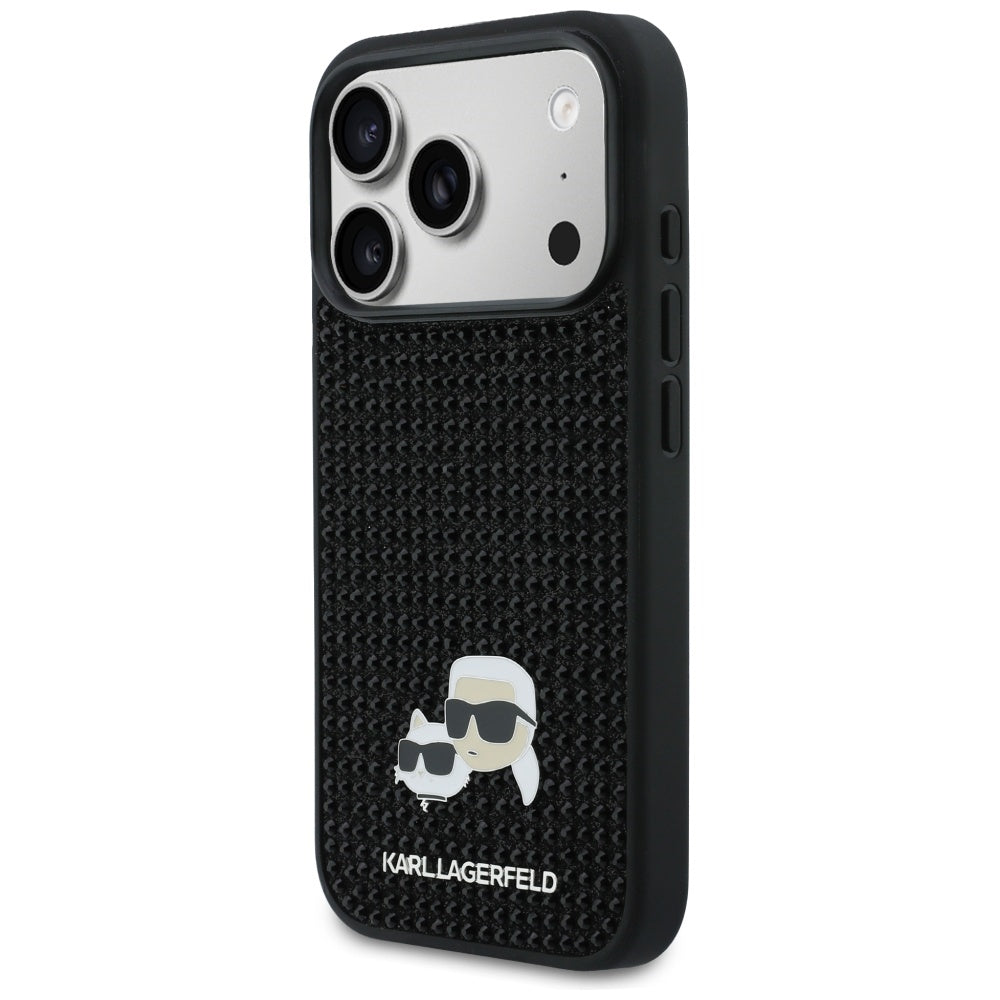 Karl Lagerfeld kalnų krištolas Karl&amp;Choupette Pin Dėklas, skirtas iPhone 17 Pro - Black