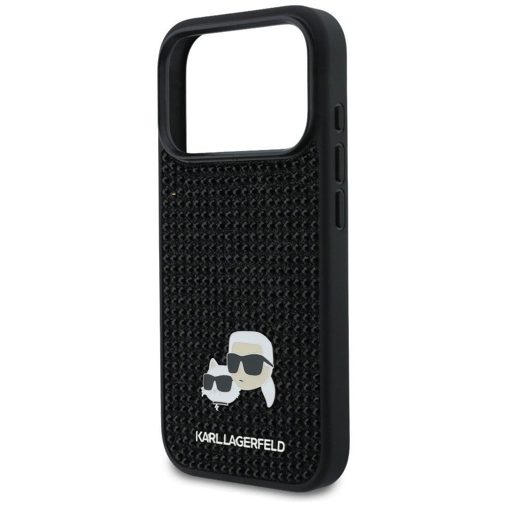 Karl Lagerfeld kalnų krištolas Karl&amp;Choupette Pin Dėklas, skirtas iPhone 17 Pro - Black