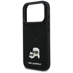 Karl Lagerfeld kalnų krištolas Karl&amp;Choupette Pin Dėklas, skirtas iPhone 17 Pro - Black