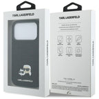 Karl Lagerfeld kalnų krištolas Karl&amp;Choupette Pin Dėklas, skirtas iPhone 17 Pro - Black