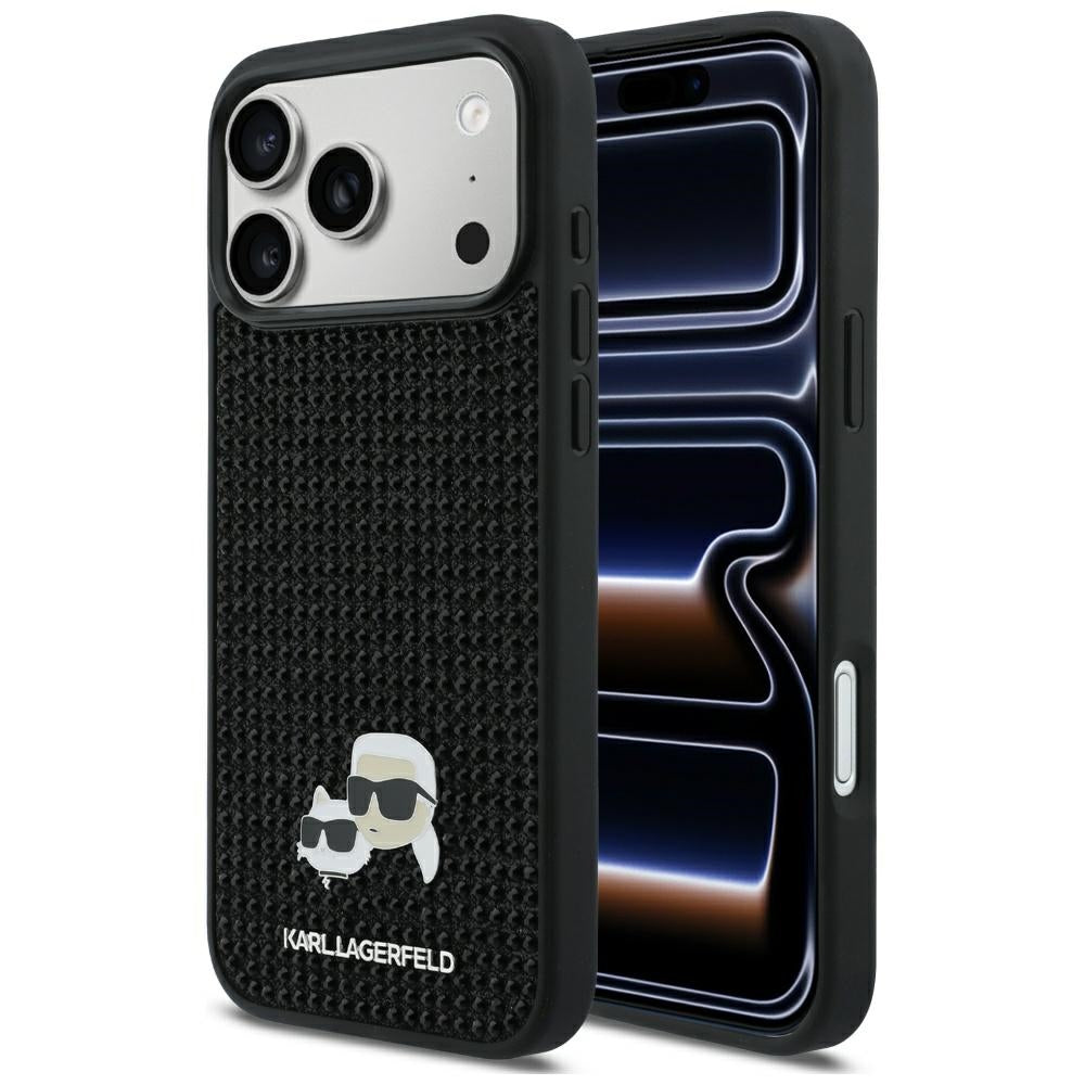 Karl Lagerfeld Rhinestones Karl&Choupette Pin dėklas iPhone 17 Pro Max - Juoda -- iPhone 17 Pro Max