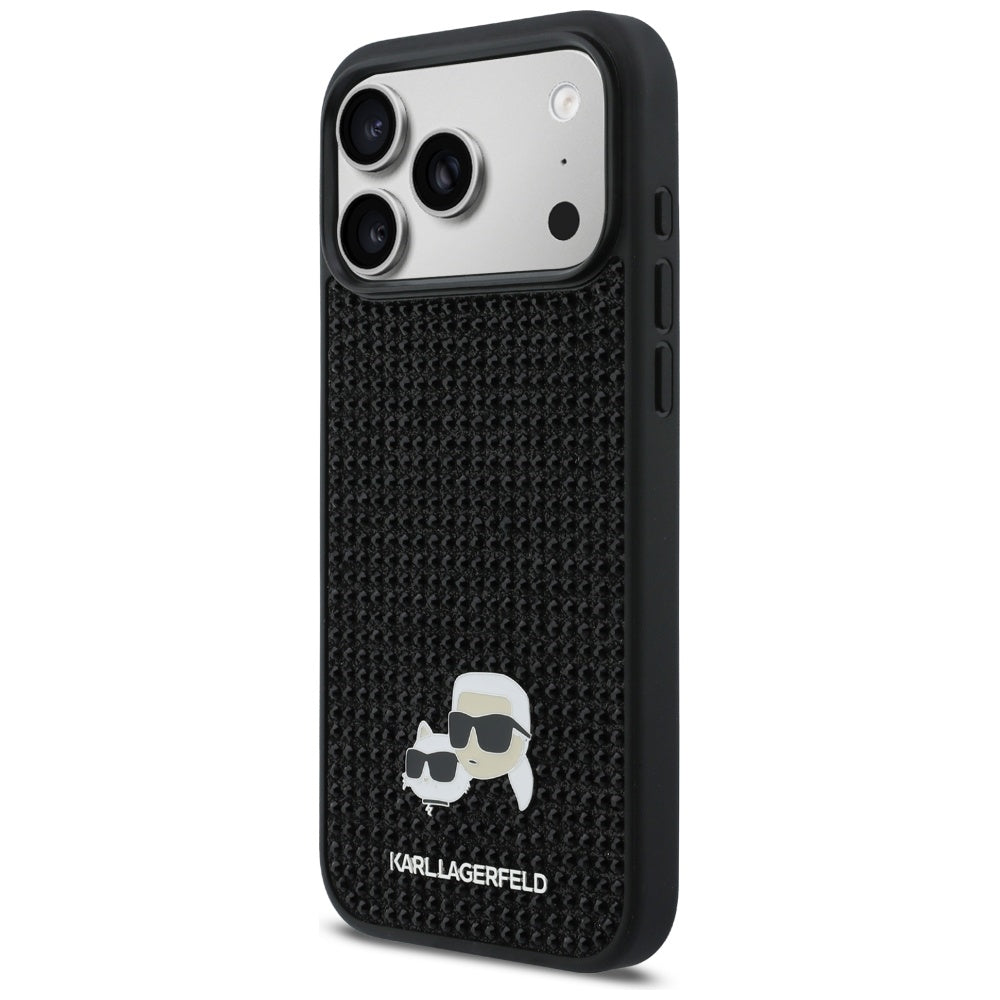 Karl Lagerfeld Rhinestones Karl&Choupette Pin dėklas iPhone 17 Pro Max - Juoda -- iPhone 17 Pro Max