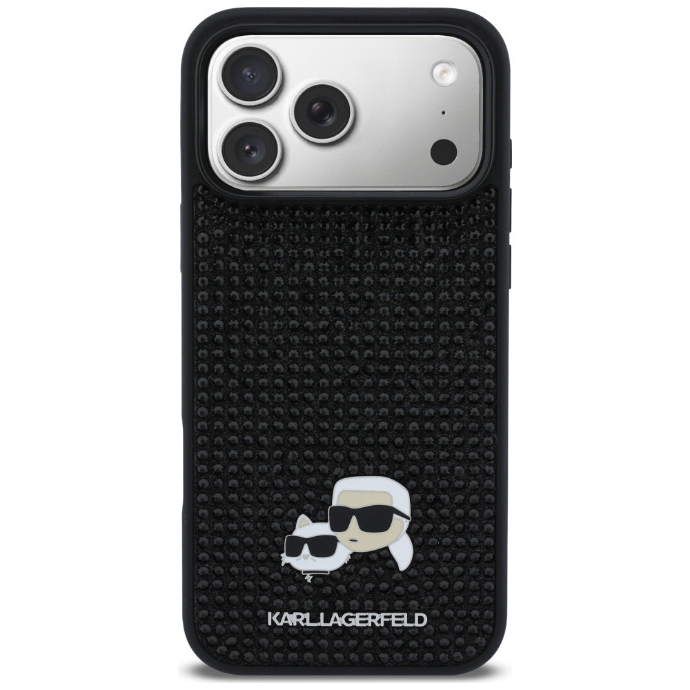 Karl Lagerfeld Rhinestones Karl&Choupette Pin dėklas iPhone 17 Pro Max - Juoda -- iPhone 17 Pro Max