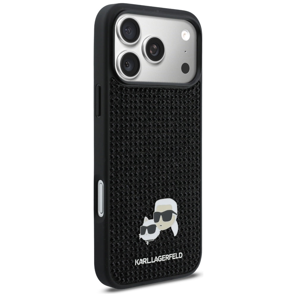 Karl Lagerfeld Rhinestones Karl&Choupette Pin dėklas iPhone 17 Pro Max - Juoda -- iPhone 17 Pro Max