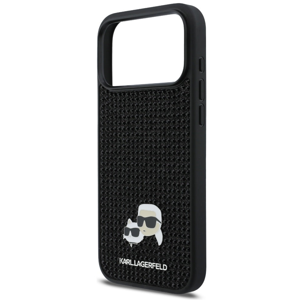 Karl Lagerfeld Rhinestones Karl&Choupette Pin dėklas iPhone 17 Pro Max - Juoda -- iPhone 17 Pro Max
