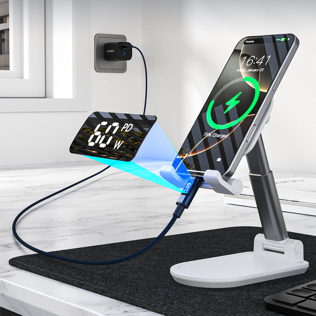 Choetech XCC-1068 __TK1__ 60__TK2__ USB-C - USB-C Kabelis su ekranu 1.2 m - Mėlynas
