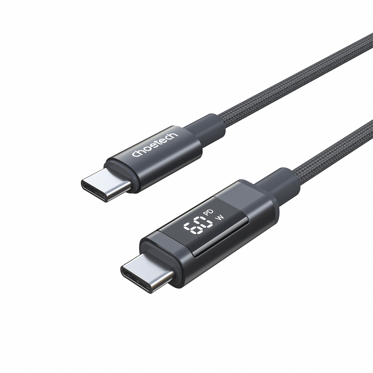 Choetech XCC-1068 __TK1__ 60__TK2__ USB-C - USB-C Kabelis su ekranu 1.2 m - juodas
