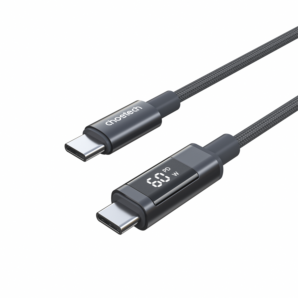 Choetech XCC-1068 __TK1__ 60__TK2__ USB-C - USB-C Kabelis su ekranu 1.2 m - juodas