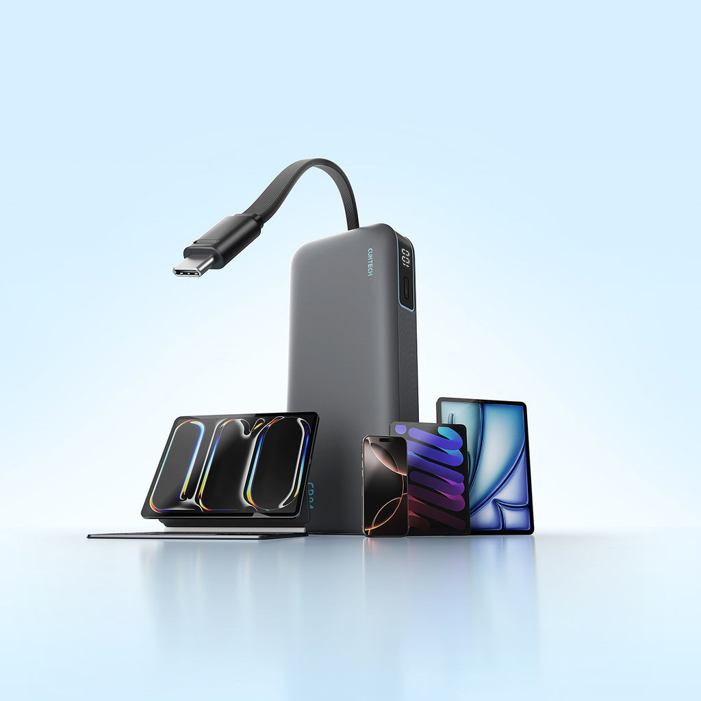 Cuktech LPB200N 40W 20000mAh Powerbank su Integruotu Kabeliu - Pilkas -- Powerbanks