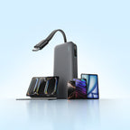 Cuktech LPB200N 40W 20000mAh Powerbank su Integruotu Kabeliu - Pilkas -- Powerbanks