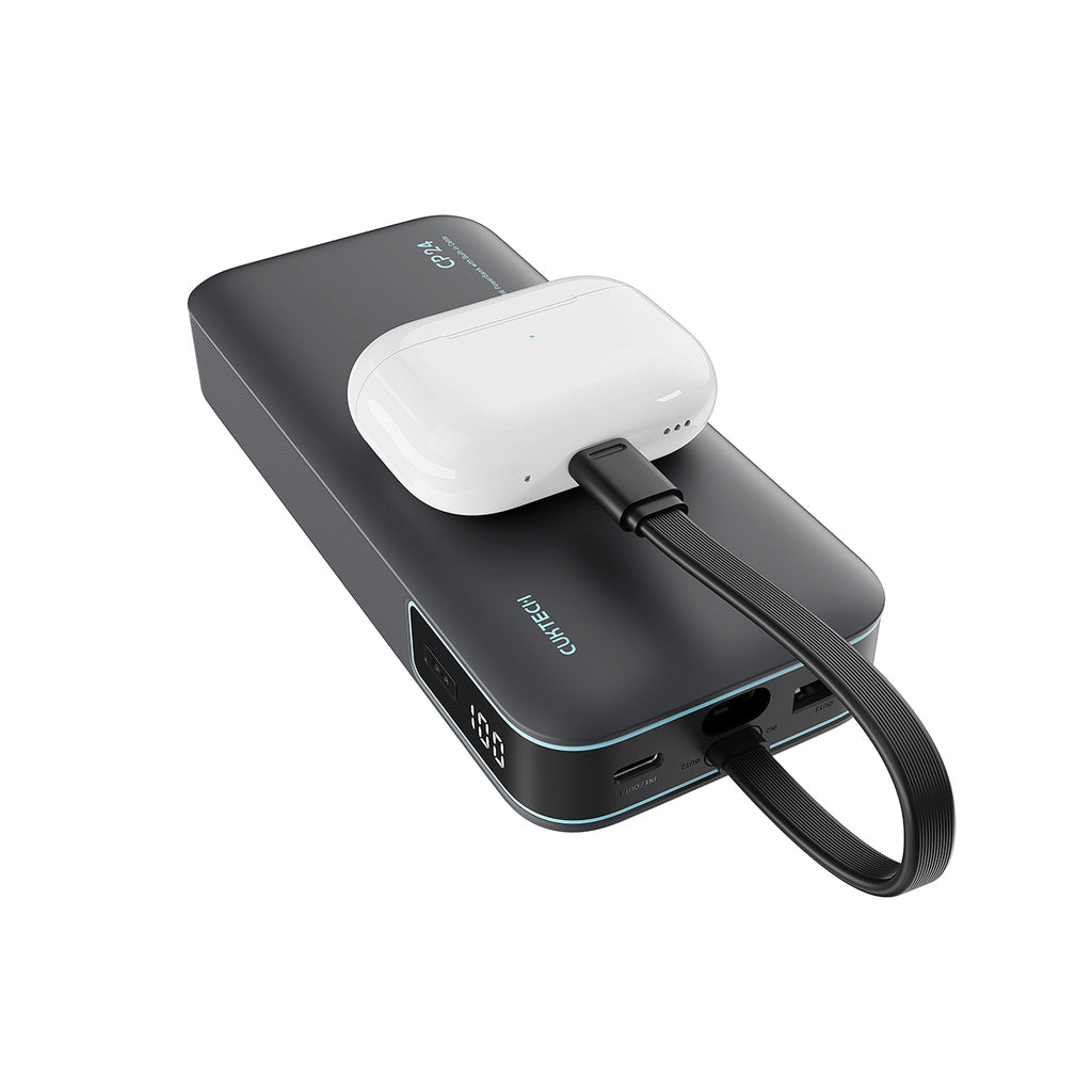 Cuktech LPB200N 40W 20000mAh Powerbank su Integruotu Kabeliu - Pilkas -- Powerbanks