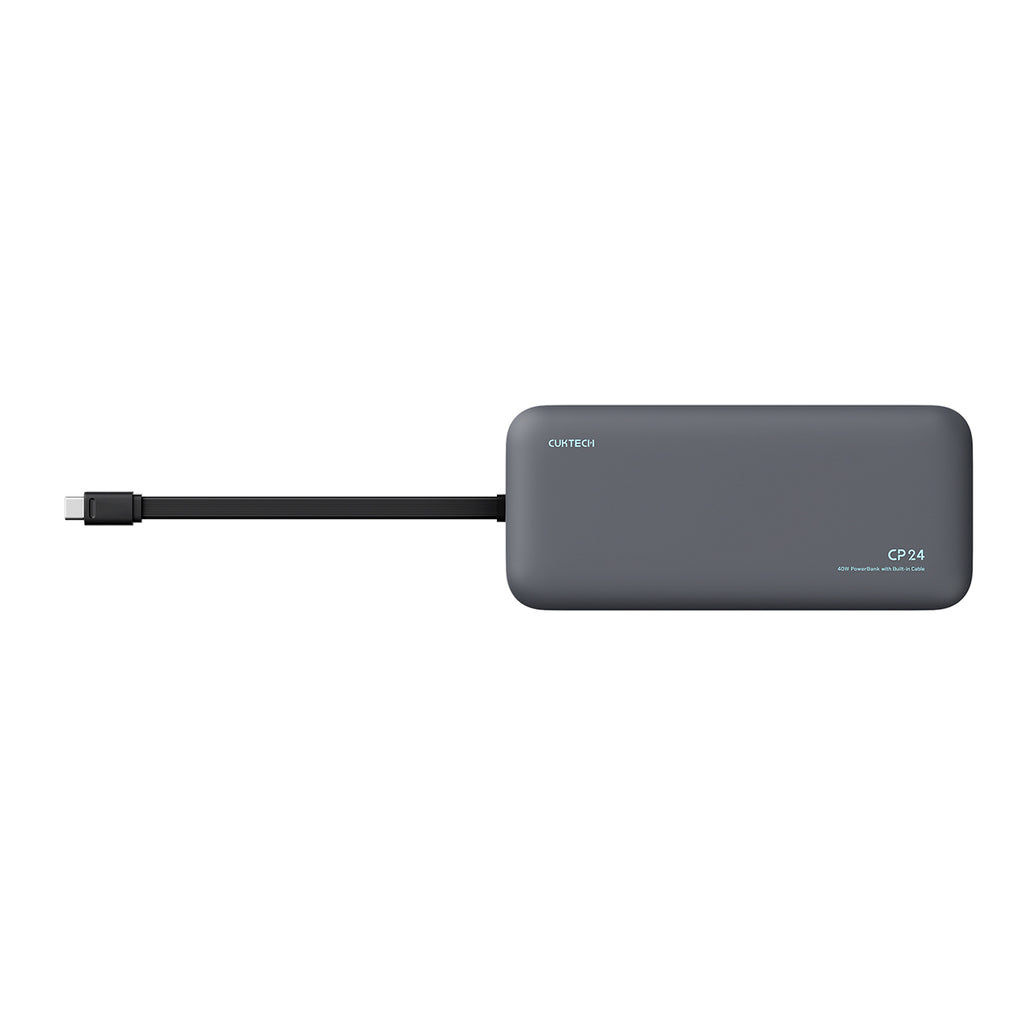 Cuktech LPB200N 40W 20000mAh Powerbank su Integruotu Kabeliu - Pilkas -- Powerbanks