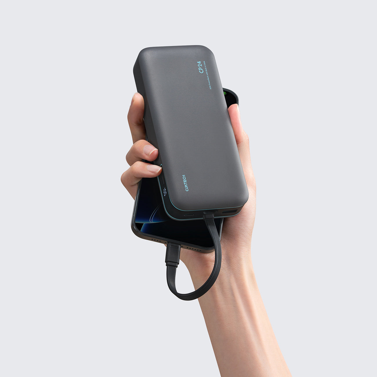 Cuktech LPB200N 40W 20000mAh Powerbank su Integruotu Kabeliu - Pilkas -- Powerbanks
