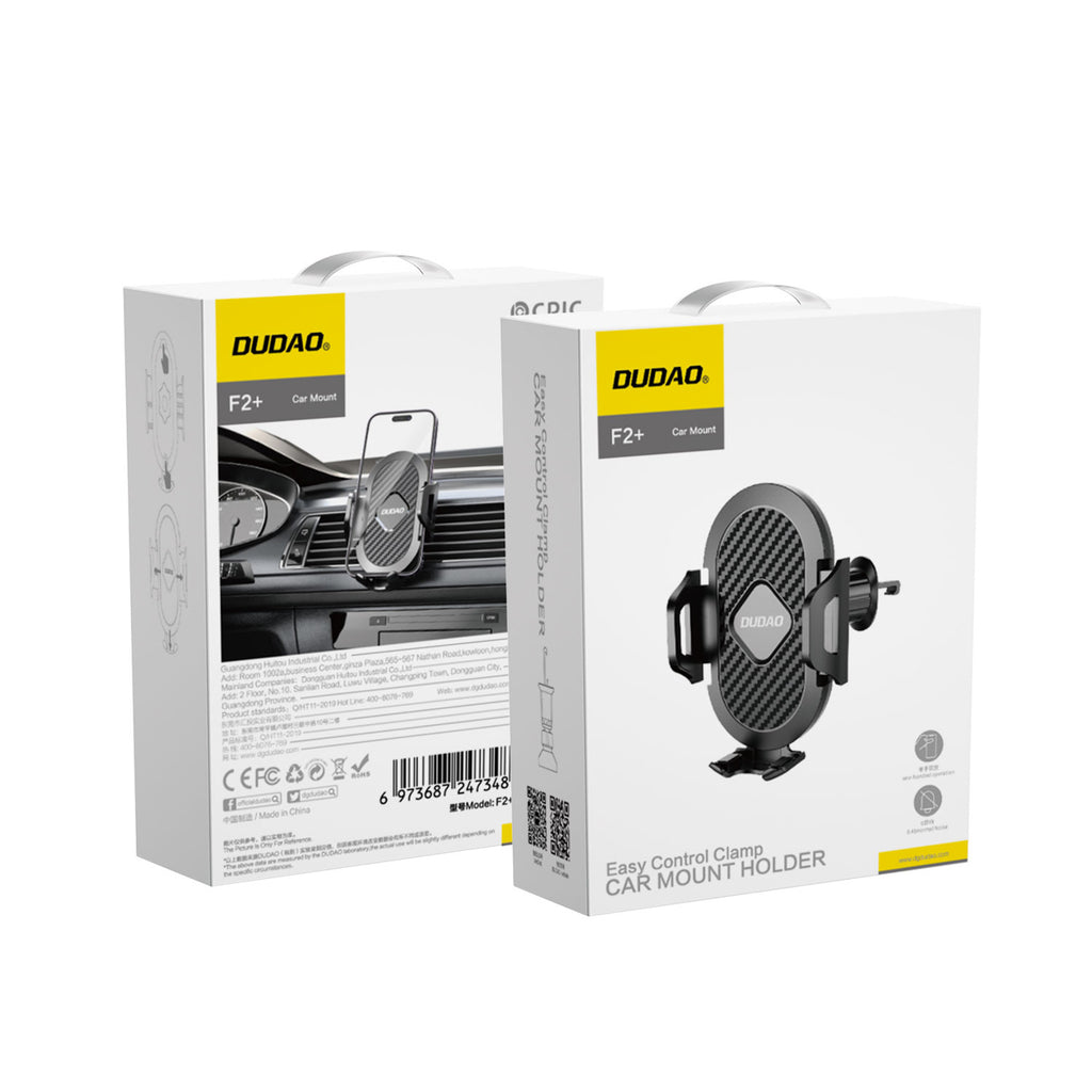 Dudao F2+ išmaniojo telefono laikiklis oro ventiliacijos angai su spaustuku - juodas