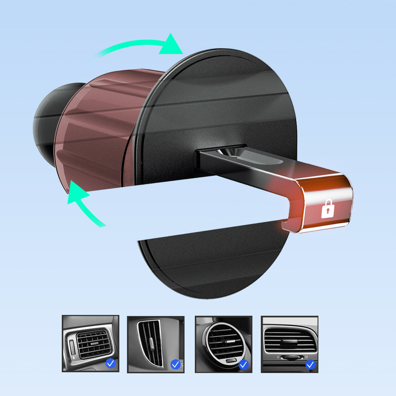 Dudao F2+ išmaniojo telefono laikiklis oro ventiliacijos angai su spaustuku - juodas