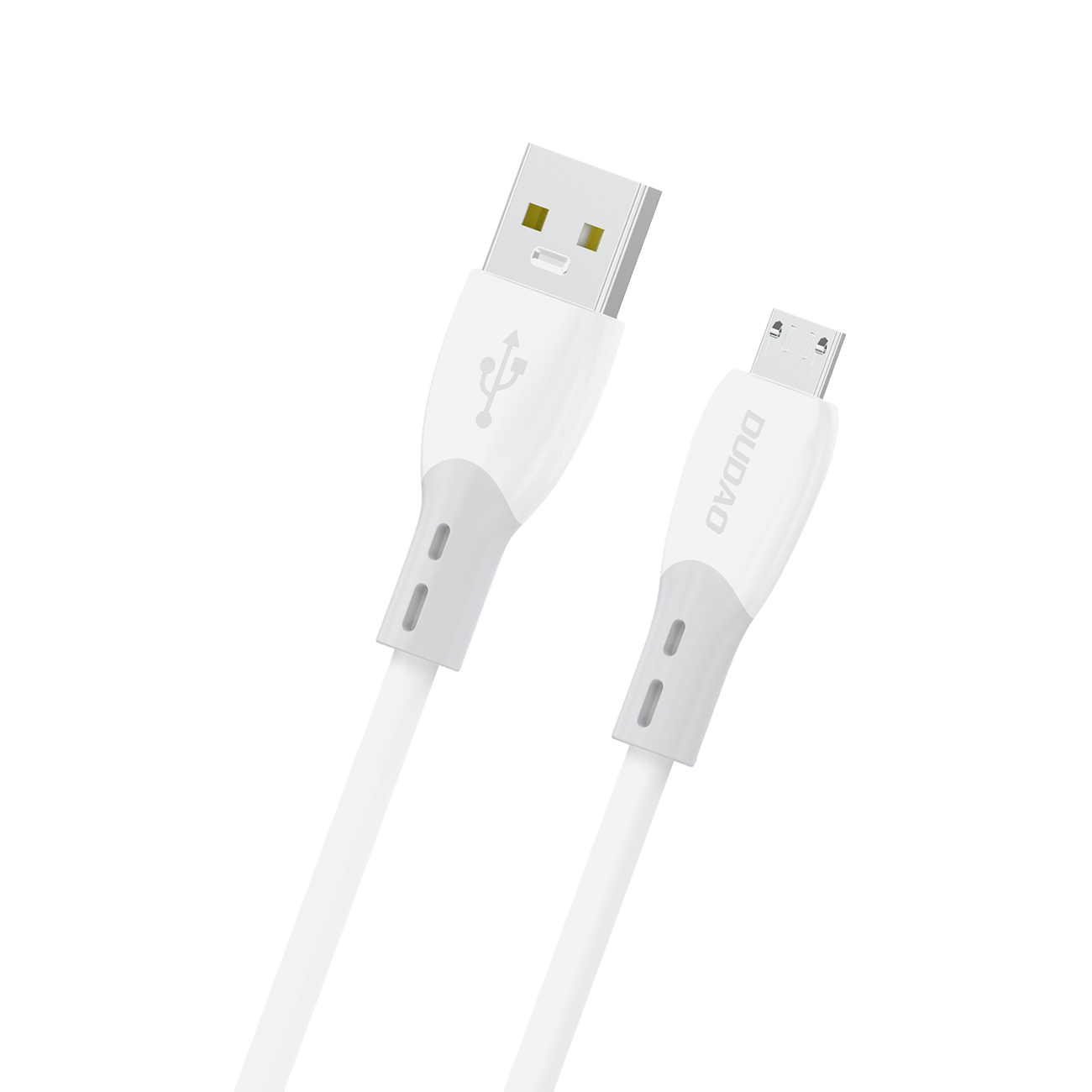 Dudao Laidas L25SM USB-A - micro USB 3A 1 m su minkštu silikoniniu pynimu - baltas