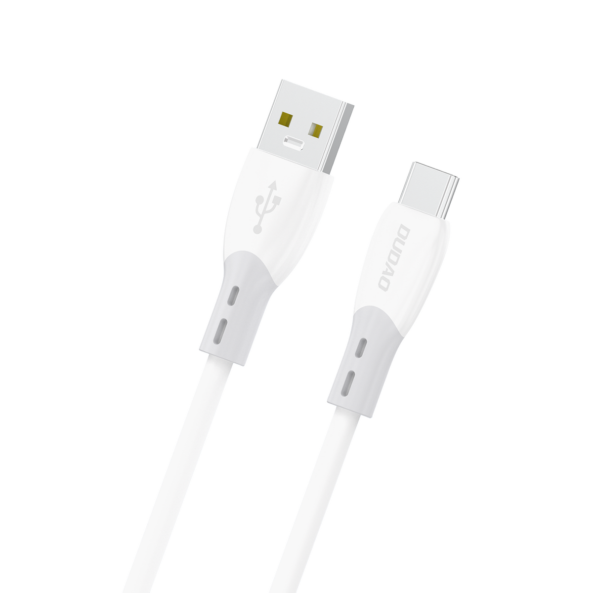 Dudao Laidas L25ST USB-A - USB-C 5A 1 m su minkštu silikoniniu pynimu - baltas