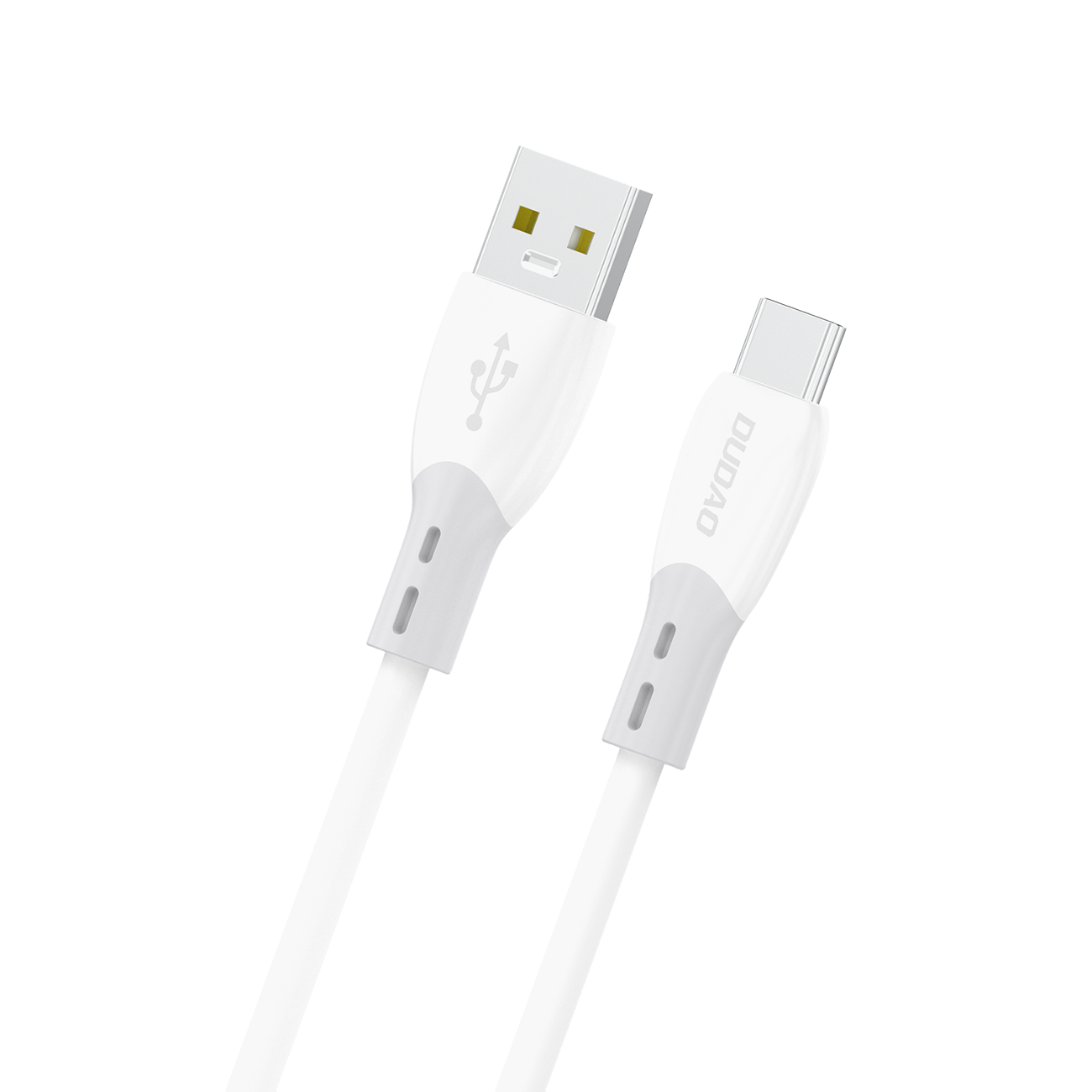 Dudao Laidas L25ST USB-A - USB-C 5A 1 m su minkštu silikoniniu pynimu - baltas