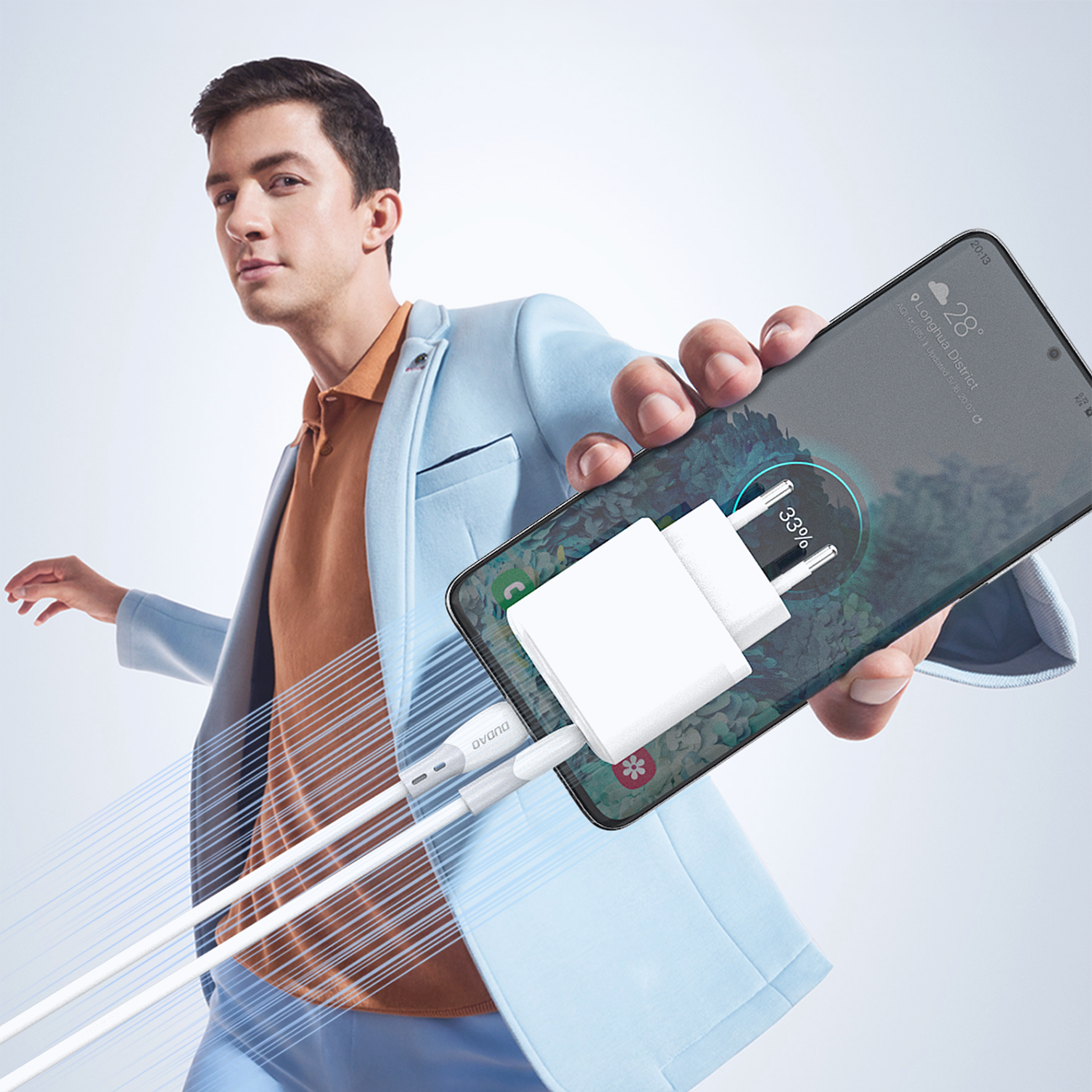 Dudao Laidas L25SC USB-C - USB-C 60W 1m su minkštu silikoniniu pynimu - baltas