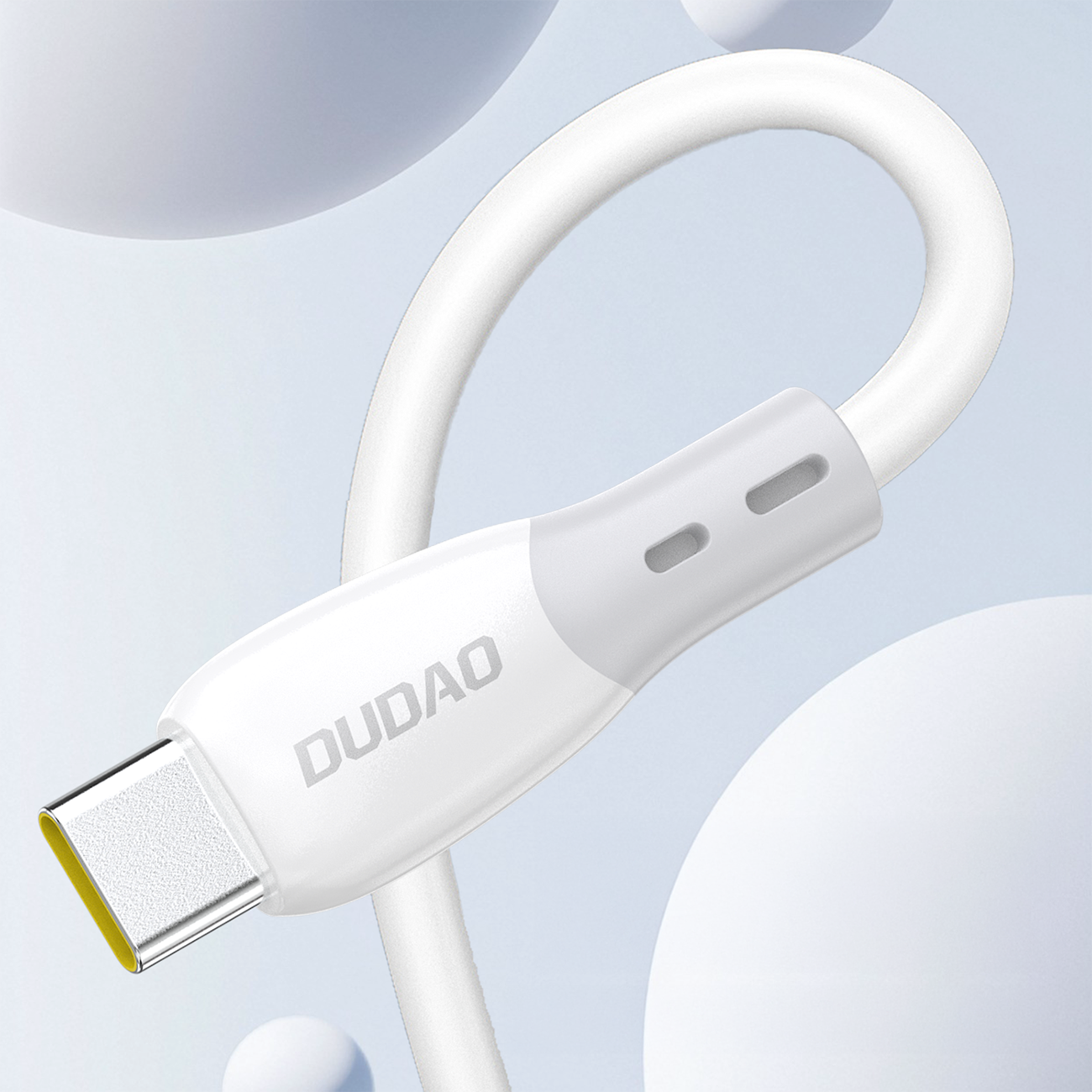 Dudao Laidas L25SC USB-C - USB-C 60W 1m su minkštu silikoniniu pynimu - baltas
