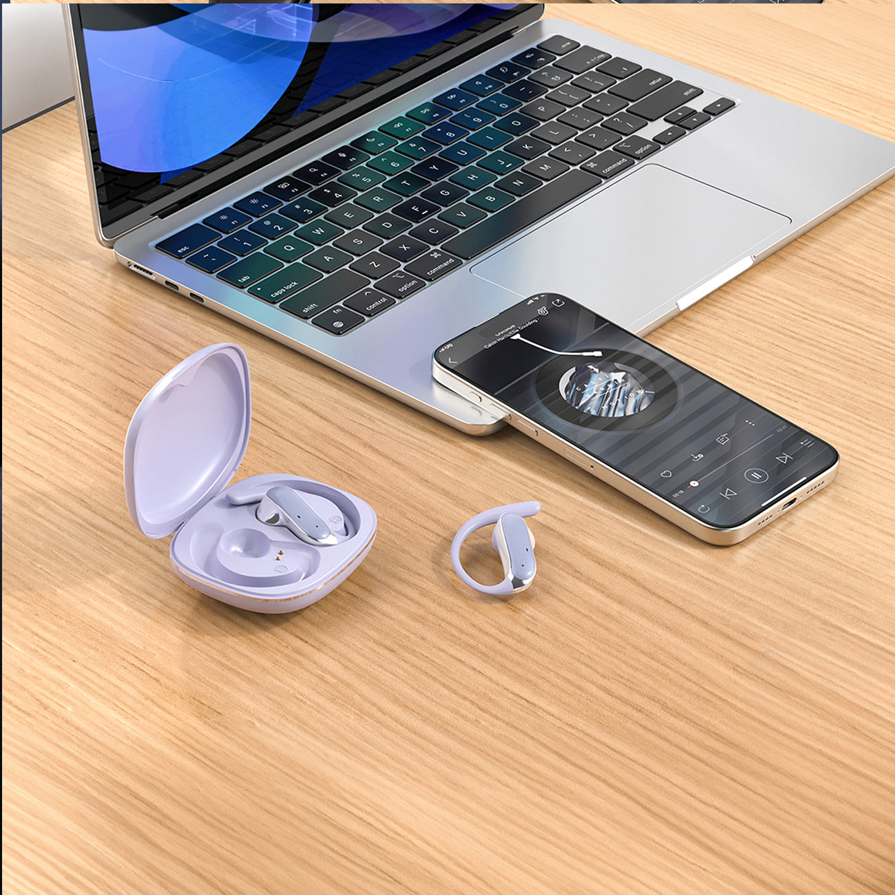 Dudao U17Z Bluetooth 5.3 OWS ausinės su ausų kabliukais – violetinė