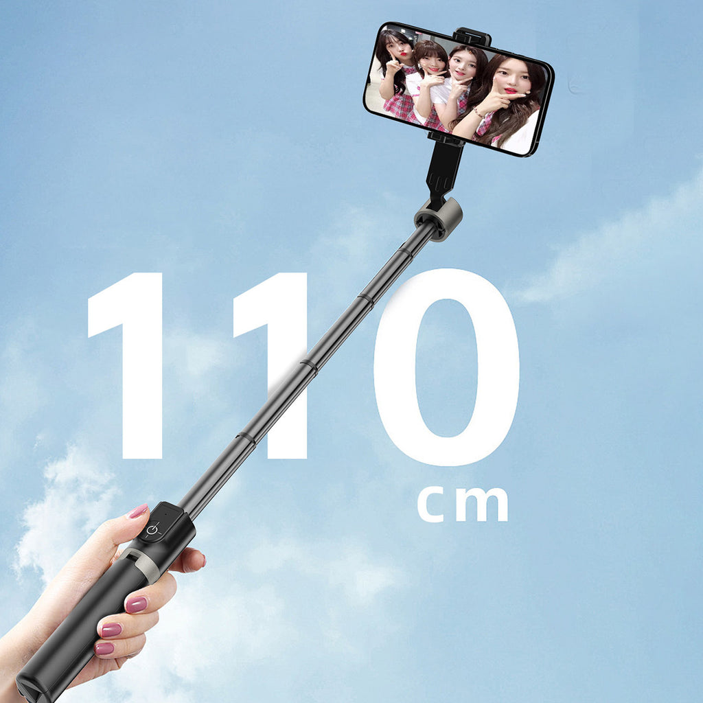 Dudao F18 Selfie Lazdelė 1,1 m su Trikoju ir Bluetooth Nuotolinio Valdymo Pulteliu – Juoda -- Selfie Sticks & Tripods