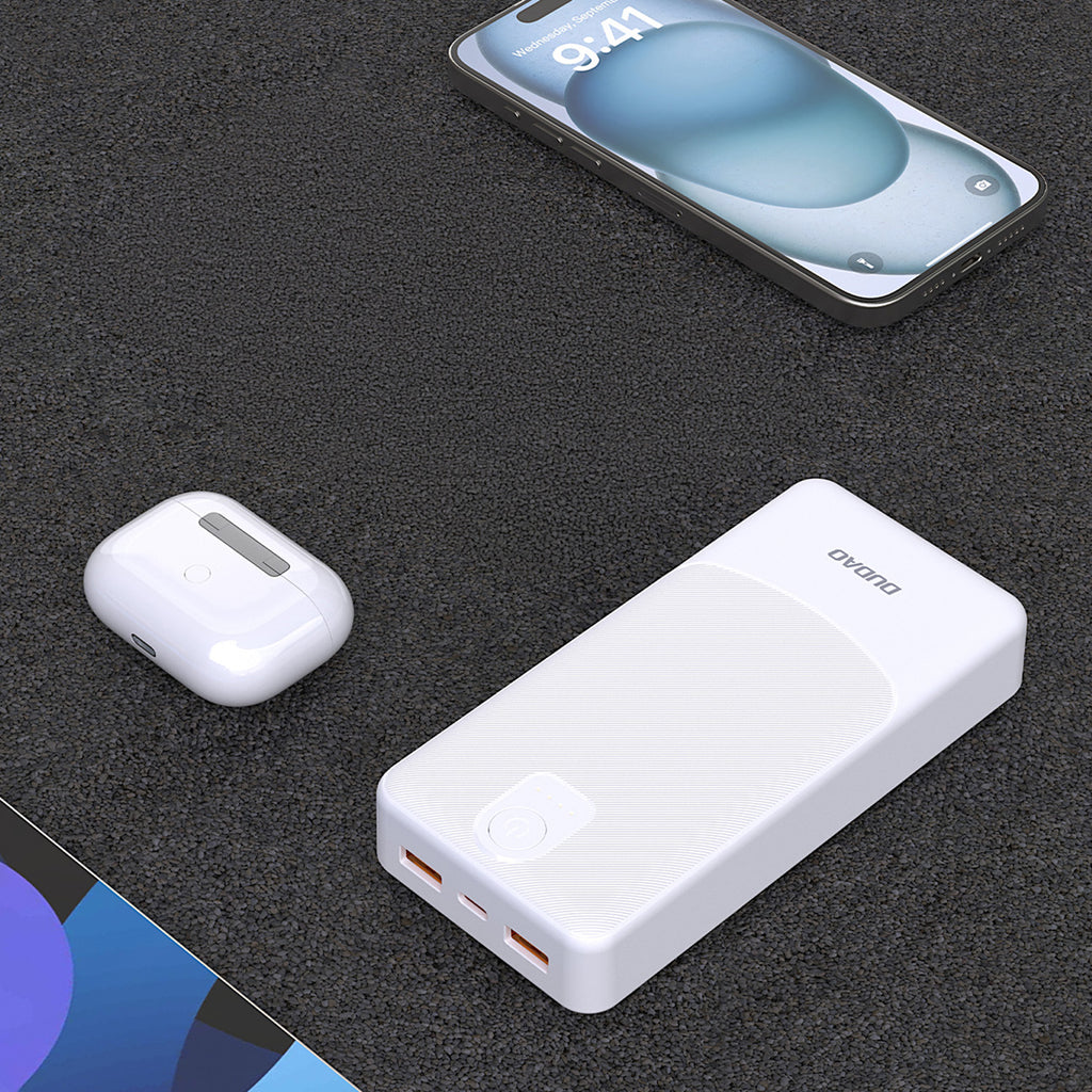 Dudao K10Pro išorinė baterija 2.4A 20000mAh 2 x USB-A - balta