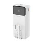Dudao K15Max išorinė baterija 30000mAh PD 22.5W su USB-C ir Lightning laidais - balta