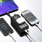 Dudao K15Max išorinė baterija 30000mAh PD 22.5W su USB-C ir Lightning laidais - balta