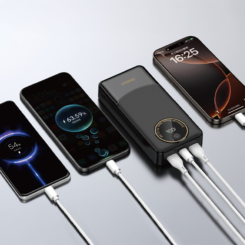 Dudao K12Pro išorinė baterija 22.5W PD 20000mAh USB-A, USB-C - juoda -- Powerbanks